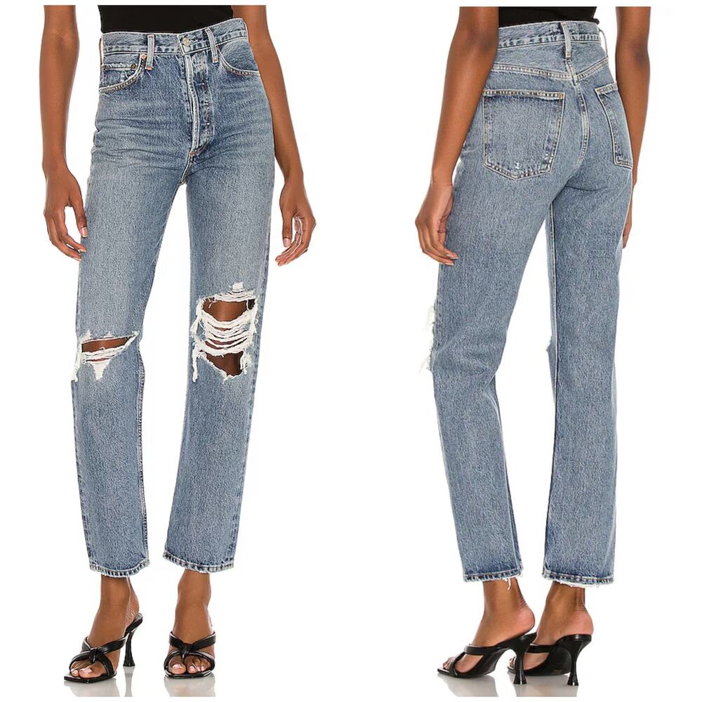 AGOLDE 90's Pinch Waist Straight Jean Backdrop Wash Distressed